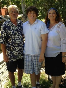 Our family picture: John, Max & Tracy ready to go